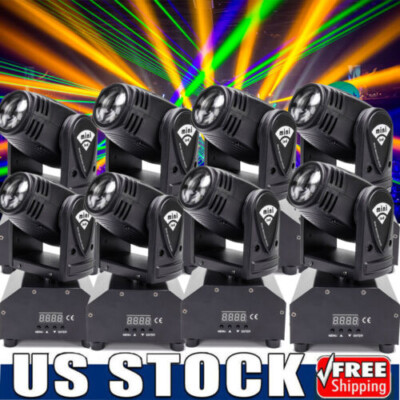 8x Moving Head Stage Lighting DJ Party Light 100W RGBW LED DMX Beam Disco Light