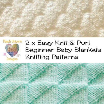 Knitting Patterns for Baby Blankets x 2, Simple Triangles & Dazzling Diamonds DK