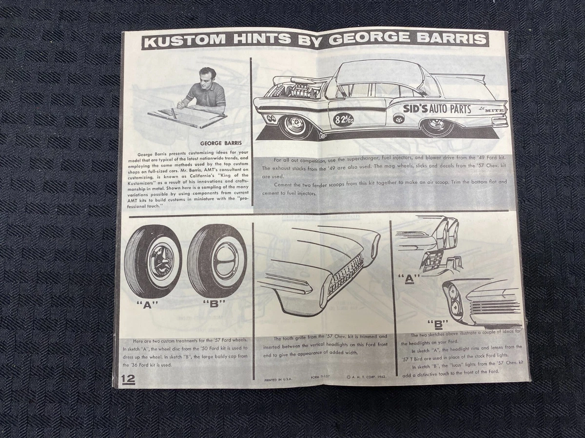 AMT 1957 Ford Fairlane 500 3 in 1 Customizing Trophy Instructions Original