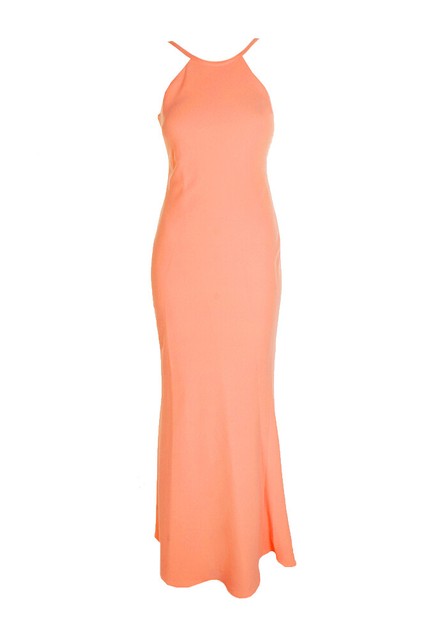 calvin klein open back halter gown