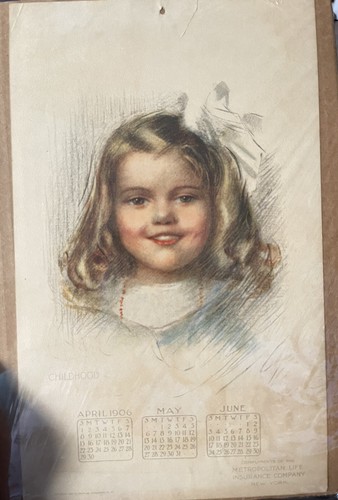 Advertising Calendar 1906 Metropolitan Life Insurance Babyhood Childhood Antique - Picture 5 of 7