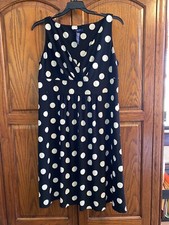 Chaps Size XL Black White Polka Dot Dress