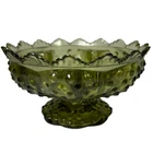 Vintage Fenton Hobnail Green Glass Candle Stick Holder