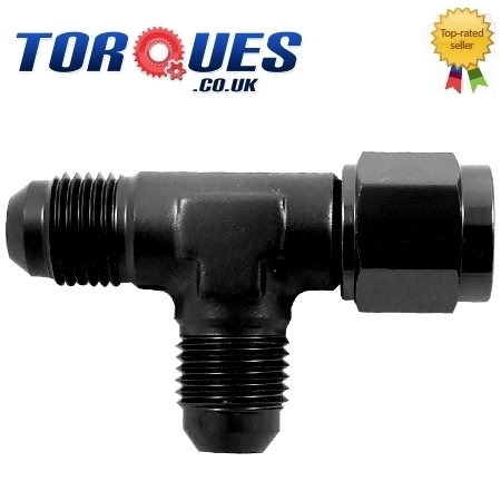 AN -4 (4AN) Flare Tee Adapter With Female On Run Black - Picture 1 of 1