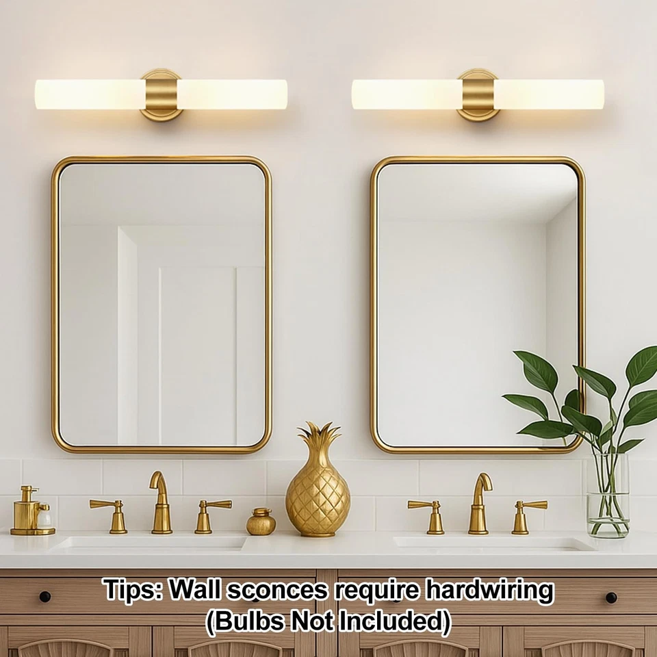 Wall Sconces Set of , Modern Bathroom Sconces Wall Lighting with Milky White ... - Image 3 of 4