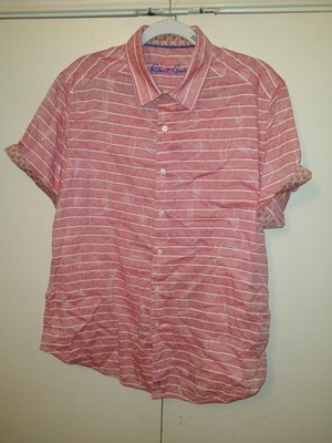 Robert Graham Machado Classic Fit Striped Short Sleeve Shirt Men's sz Medium