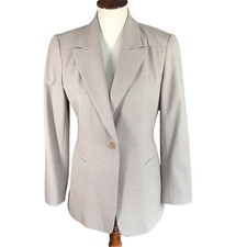 Lafayette 148 Blazer Jacket Stretch Wool Size 6P Herringbone Career Office