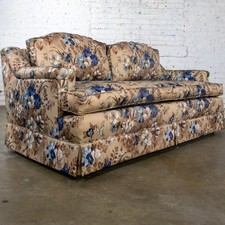 Traditional Sofa or Loveseat with Floral Chintz Fabric and Brass Ball Casters