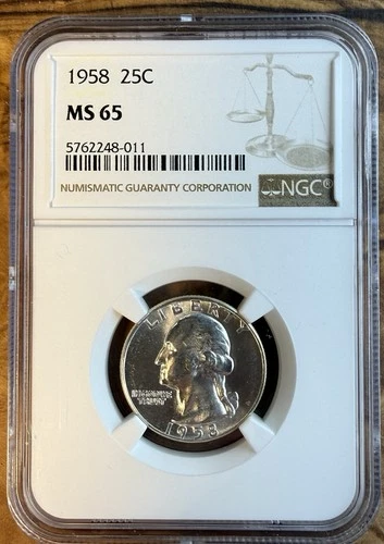 1958 Franklin Half Dollar MS65 NGC PURE WHITE. Free Shipping.