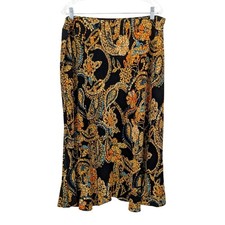 Marisol Vintage 90s Paisley Midi Skirt Boho Fall Tapestry Vibe Size L Stretch
