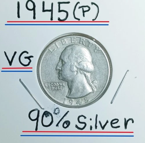 1945 (P) Washington Quarter Is In VG Condition 90% Silver You Must Look & Judge#