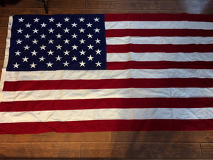 VTG American Flag Made By Goodwill Industries 58 x 108 100% Cotton,S