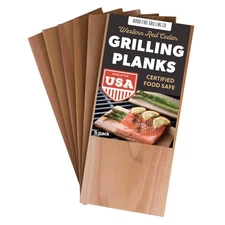 6-Pack Western Red Cedar Grilling Planks for Salmon, Beef, Veggies & More - 1...