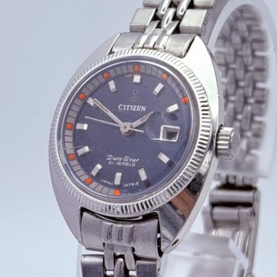 CITIZEN Date Star 1879-D Automatic 21 Jewels Navy Dial Wrist 16cm