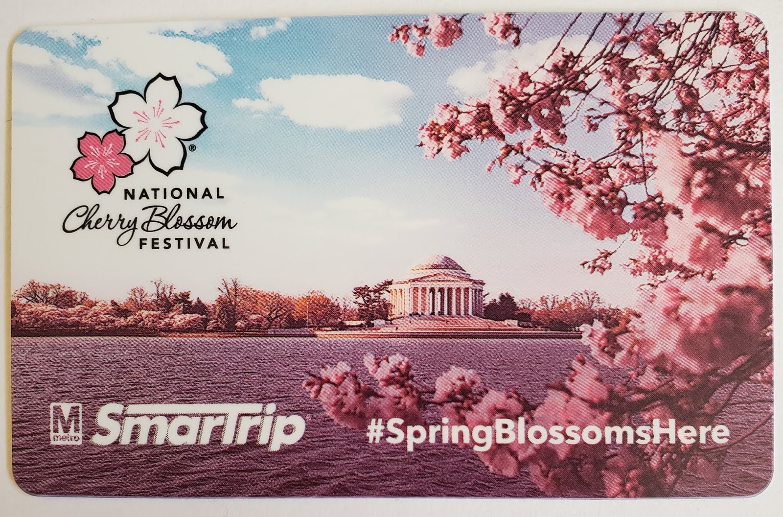 2019 Cherry Blossom Commemorative Smartrip Washington DC Metro WMATA