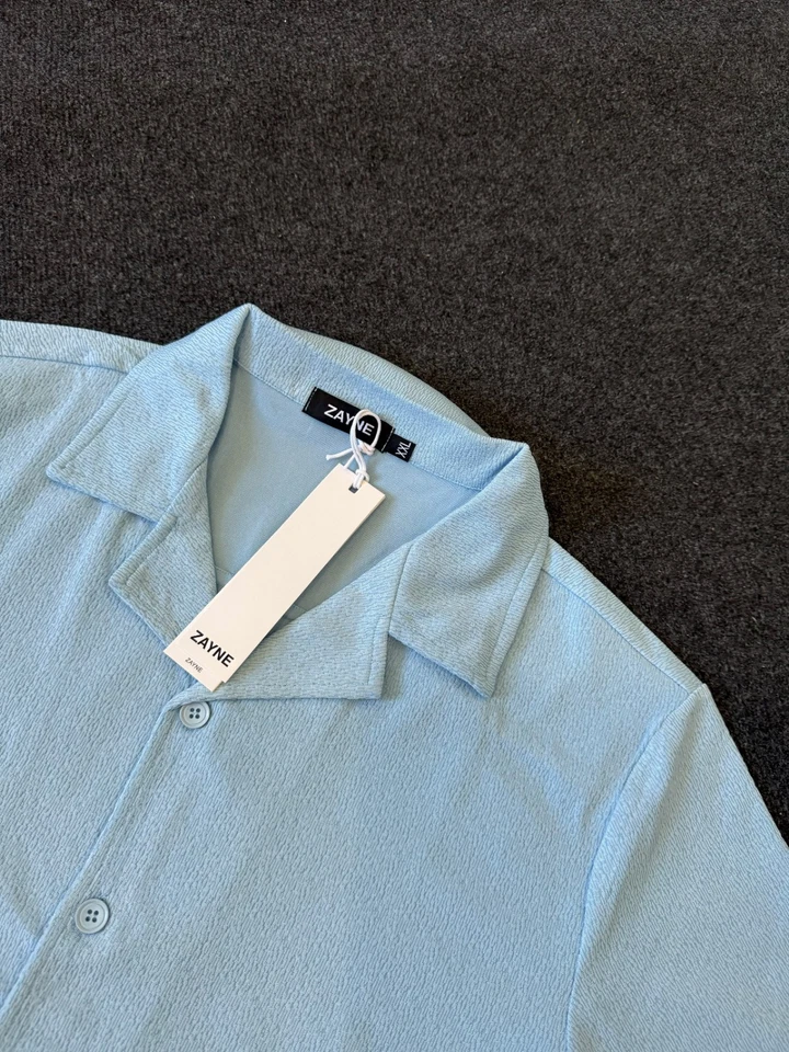 Zayne bleu ciel – Chemise manches courtes + short texturé – Taille M - Photo 3/4