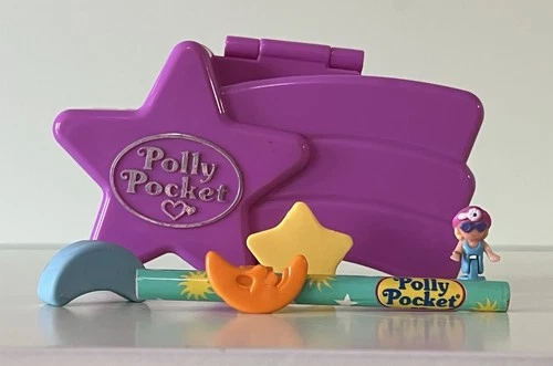 Vintage Polly Pocket SHOOTING STAR Eraser Case Playset COMPLETE 1995 Bluebird