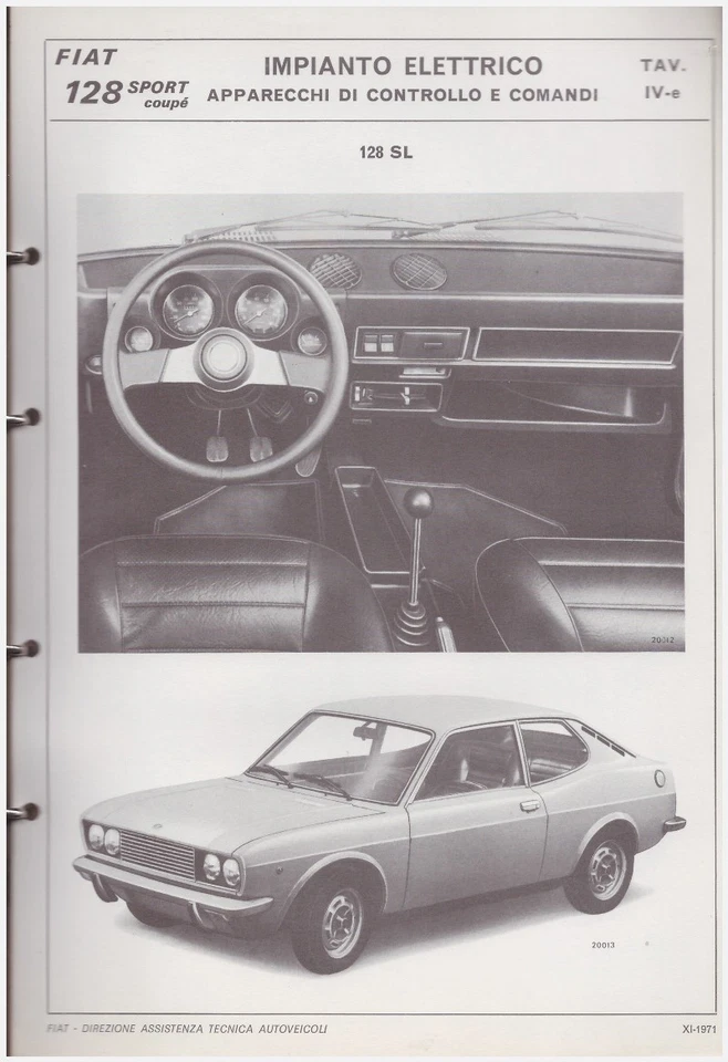 FIAT 128 SPORT coupè - CARATTERISTICHE E DATI - ORIGINALE - 1971 - Immagine 4 di 4