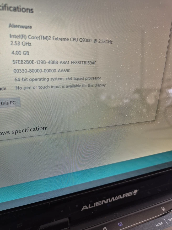 CLASSIC Alienware M17X R1 17.3" C2D Extreme,4GB RAM + FAST UK 🇬🇧 POST! - Image 2 of 4