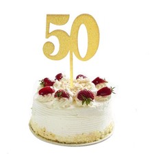 Gold bling bling Happy Birthday cake topper - 50 Anniversary/Birthday Cake To...