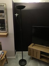 Modern Black Floor Lamp 2 Light Uplighter Reading Lamp Fully Working