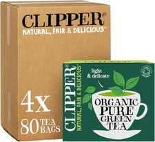 Clipper Organic Pure Green Tea Bags | 320 Teabags (4 x Boxes of 80) | Bulk Buy 0.07 per strip