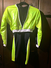 Girls 2-Piece Dance Costume Set Black Sequin Neon Yellow/Green medium child