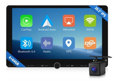 2 DIN 10.1'' IPS Android 14 4+64 Wireless CarPlay Car Radio GPS Stereo WiFi 6 DSP