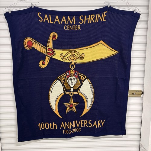 Masonic Shriners Salaam Shrine Afghan Blanket 60x60 USA VTG 100th Tapestry