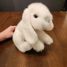 Animal Alley White Bunny Rabbit Plush Toys R Us Pink Lop Ears 12" Gray Nose