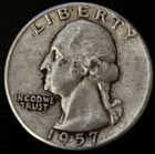 1957 Washington Quarter. 90% Silver. Free Shipping!