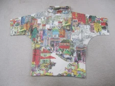 Inoah Top Womens Medium Colorful Artistic City Scape Relaxed Fit Turtle Neck