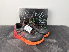 Skechers Shoes Kids Big Boys Size 5 Lights New Black Red Athletic Sneakers