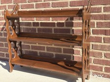 Antique 3 Shelf Wood Bookshelf, Victorian 37L 33.5H 9D