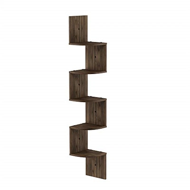5 Tier Wall Mount Floating Corner Shelf Space Saving Display Rack Organizer New - Image 2 of 4
