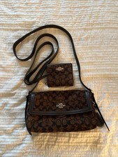 NWT Coach Outlet Etta Small Flap Shoulder Bag in Signature Chenille  Wallet
