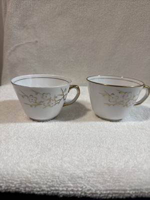Spode Gold Teacup Pair Blanche De Chine Reg 785542 Y3679c Copeland China England