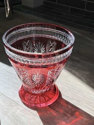 Shannon Crystal Cranberry Cut Glass Ice Bucket Millennium Style(waterford Group)