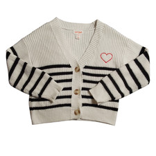 Cat  Jack Girls Size XS 4/5 Heart Buttons Long Sleeve Cardigan FREE S H NWT