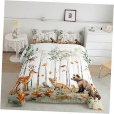 Animal Comforter Set Size Deer Comforter for Boys Girls Teens Fox Full White