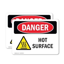 (2 Pack) Hot Surface OSHA Danger Sign Vinyl Label 7 Inch X 5 Inch Vinyl Decal