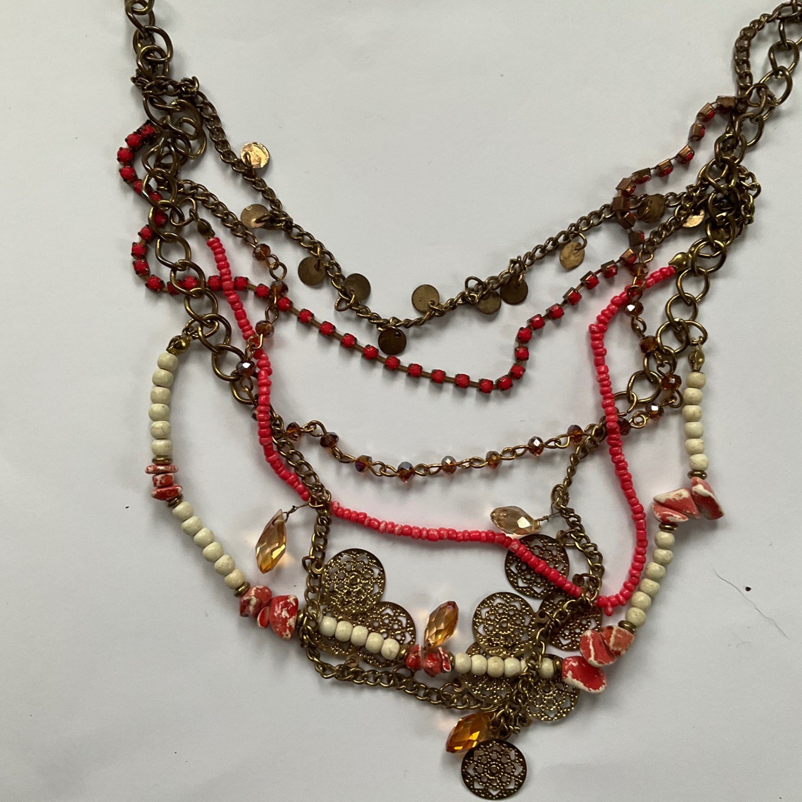 Boho Multi Strand Layered Statement Necklace Bead… - image 3