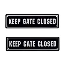 Keep Gate Closed Sign Aluminum 11.8x3.1 Inch Metal Warning Placard 2 PCS
