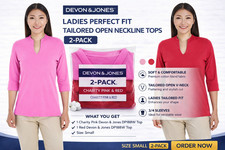 Women’s Open Neckline Tops Small 2 Pack Red Charity Pink Soft Comfortable Fit