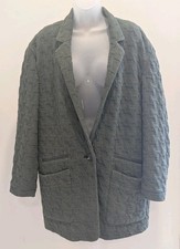 Anthropologie Green Cartonnier Extended Houndstooth Blazer Jacket Sz Medium