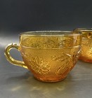 Set of 3 Indiana Glass Co “Sandwich” Pattern Amber Glass Tea/Coffee Cups — photo 2