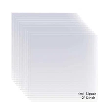 12 Pack 12x12 inch 4 Mil Clear Mylar Stencil Sheets Blank Reusable Template