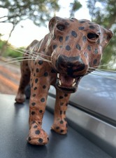 Mid-Century Leather Leopard Panther Sculpture...