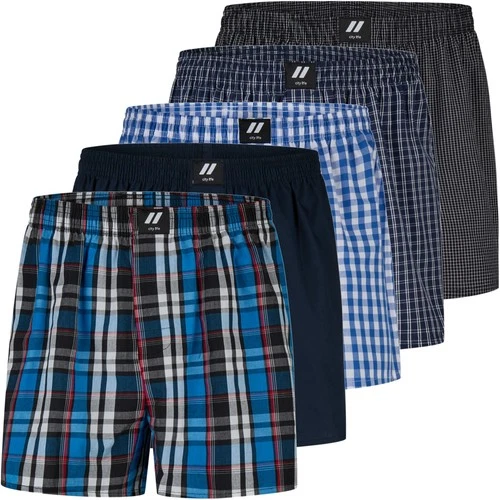 City Life Men's Web Boxers 5 Pack 100% Cotton, Disorted Boxer Briefs