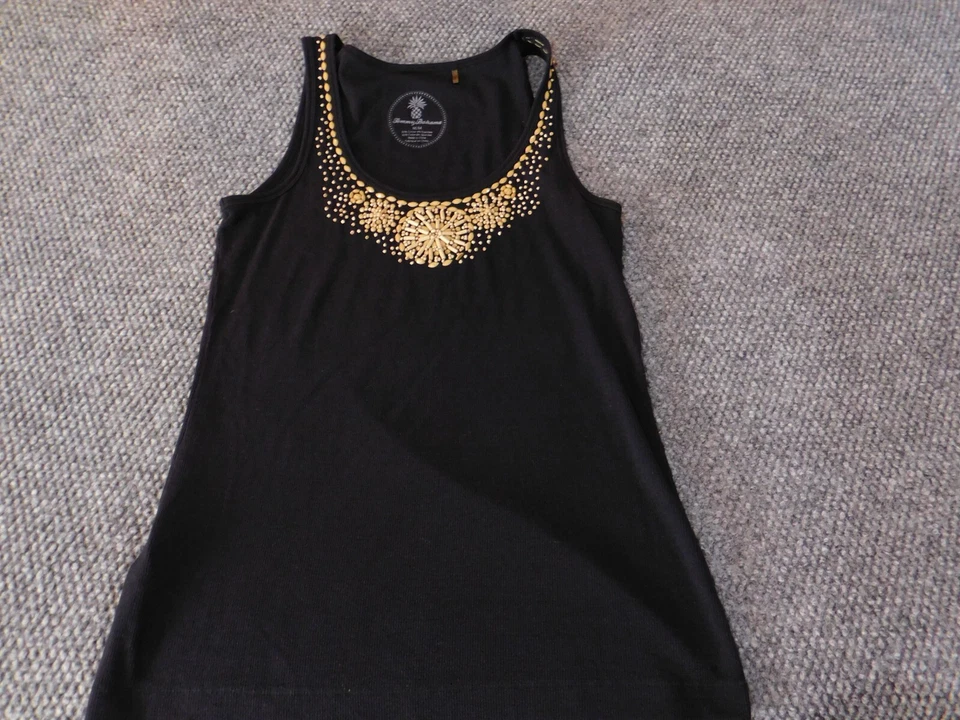 Tommy Hilfiger 女式衬衫中号黑色套头弹力背心装饰 — 第 3/4 张图片